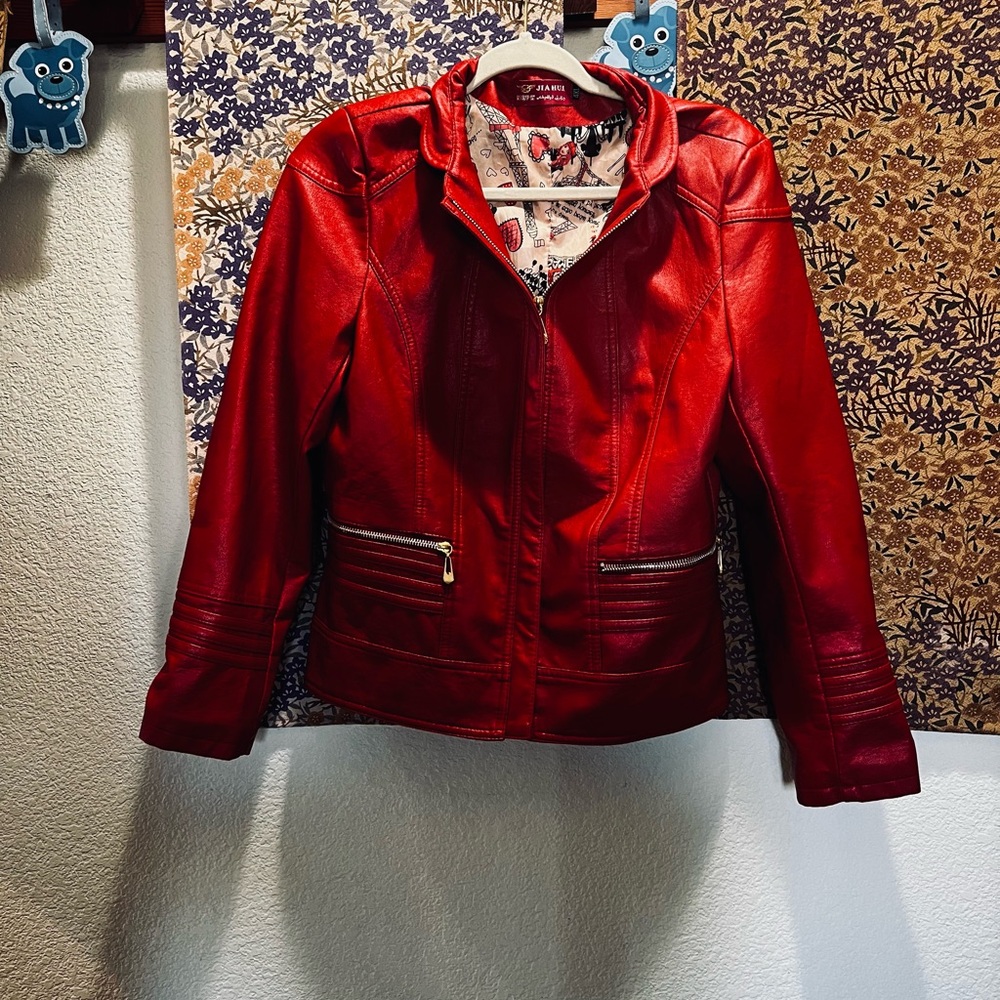 His Hui Japanese Red Leather Jacket XL juniors